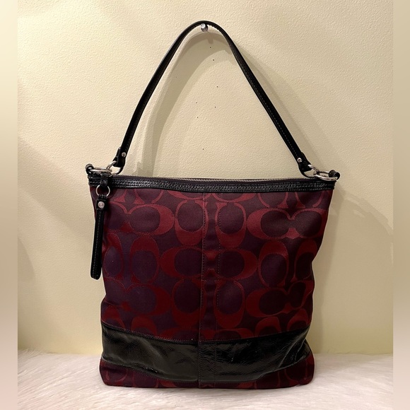 Coach Patent Leather Striped Shoulder Bag - Picture 2 of 7